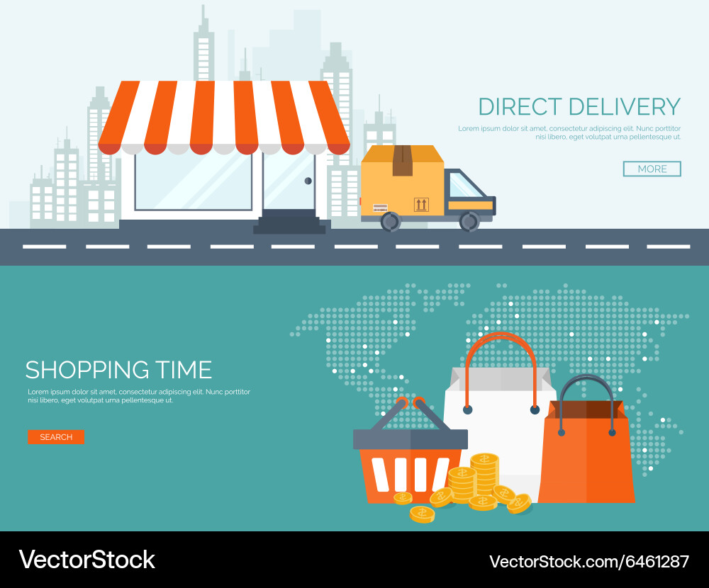 Flat header shopping web Vector Image