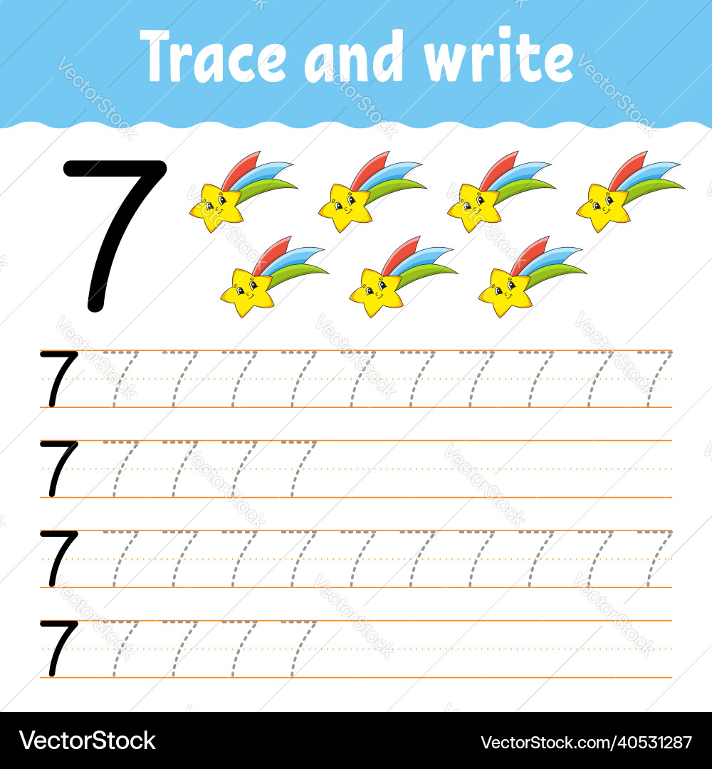Learn numbers trace and write handwriting Learn numbers trace and write handwriting vector image