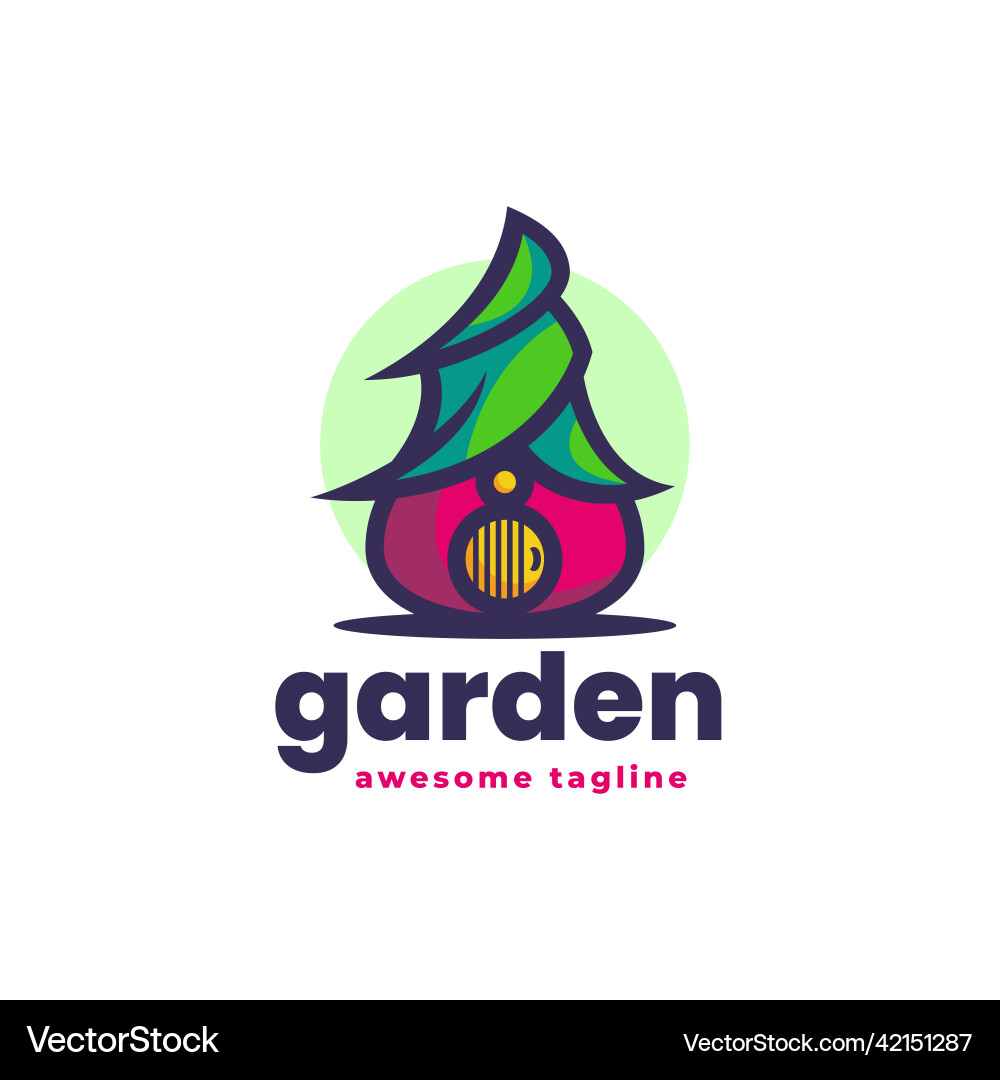Logo Garten Haus einfaches Maskottchen Stil Logo Garten Haus einfaches Maskottchen Stil vektorbild
