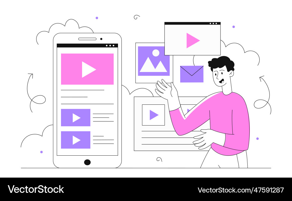 Man with responsive interface line concept Man with responsive interface line concept vector image