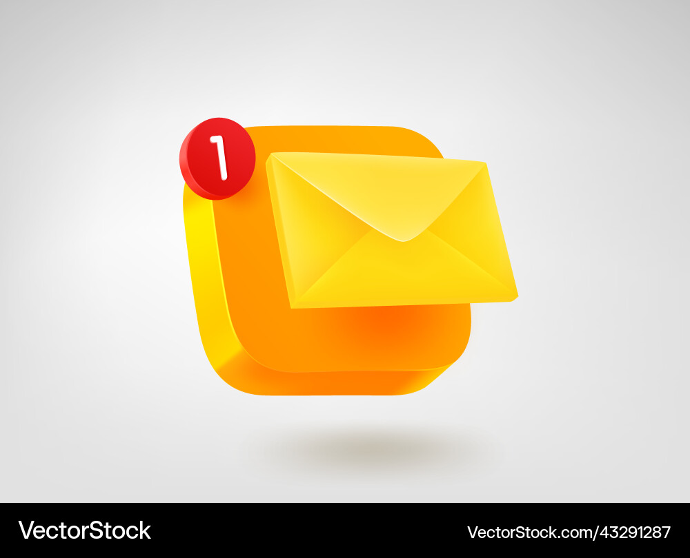 New mail concept 3d mobile application icon vector image