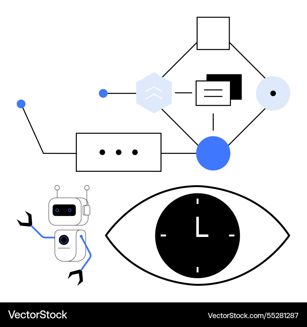 Robotic automation and time management Robotic automation and time management vector image