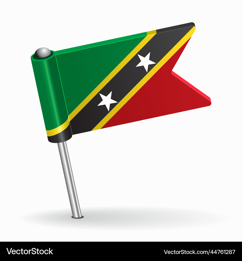 Saint Kitts and Nevis Flag Map Pointer vector image