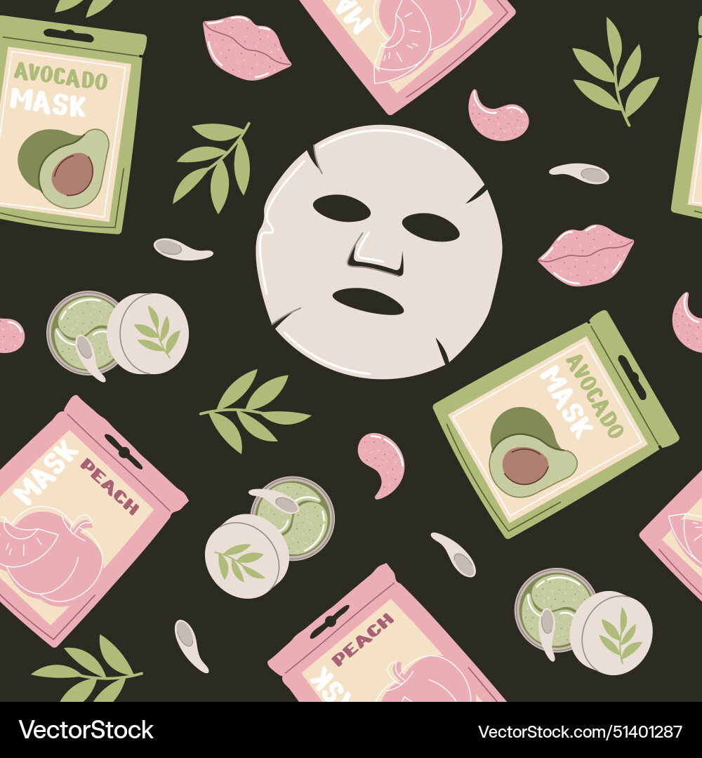 Seamless pattern with a moisturizing mask Seamless pattern with a moisturizing mask Vector Image