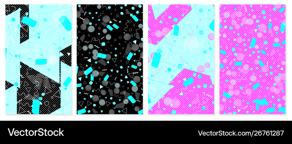 Set memphis pattern pop art color background vector image