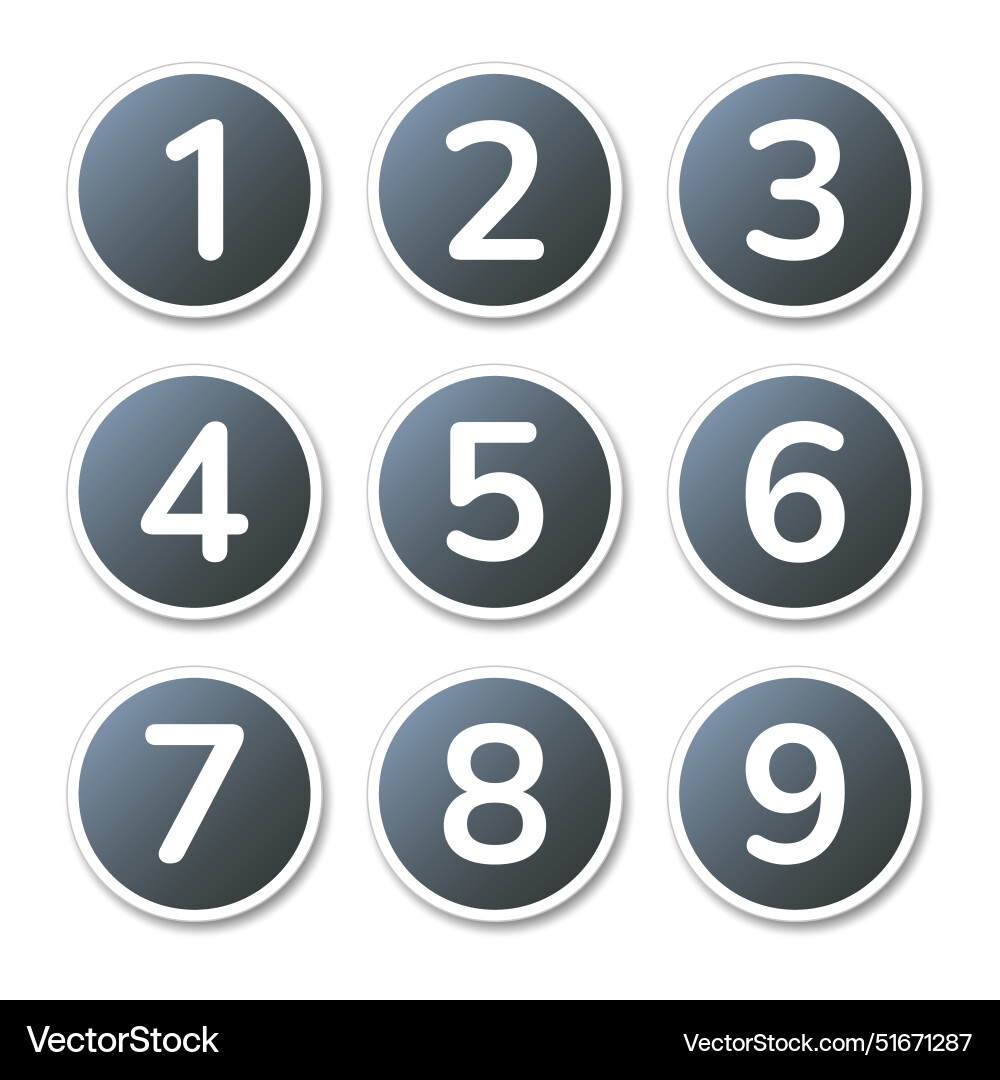 Set of numbers from 1 to 9 icon or number vector image