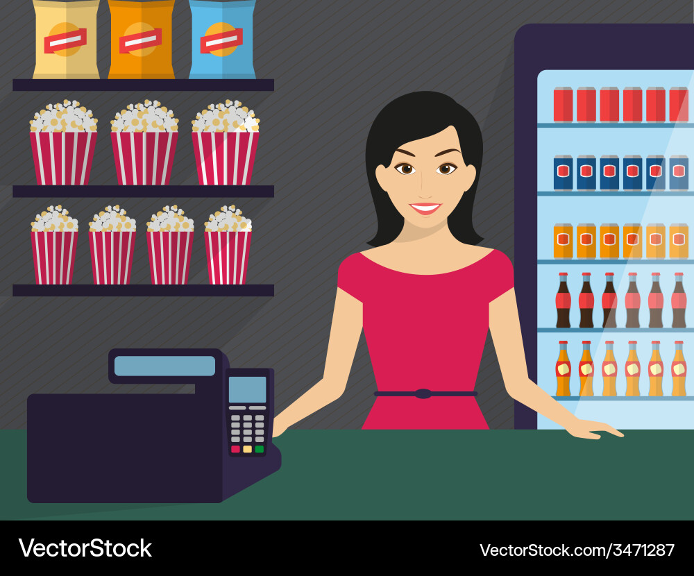 Shop Assistant Working Royalty Free Vector Image