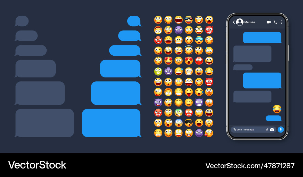 Smartphone messaging app user interface Smartphone messaging app user interface vector image