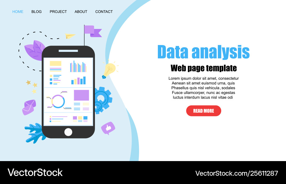 Webpage template data analysis design concept vector image