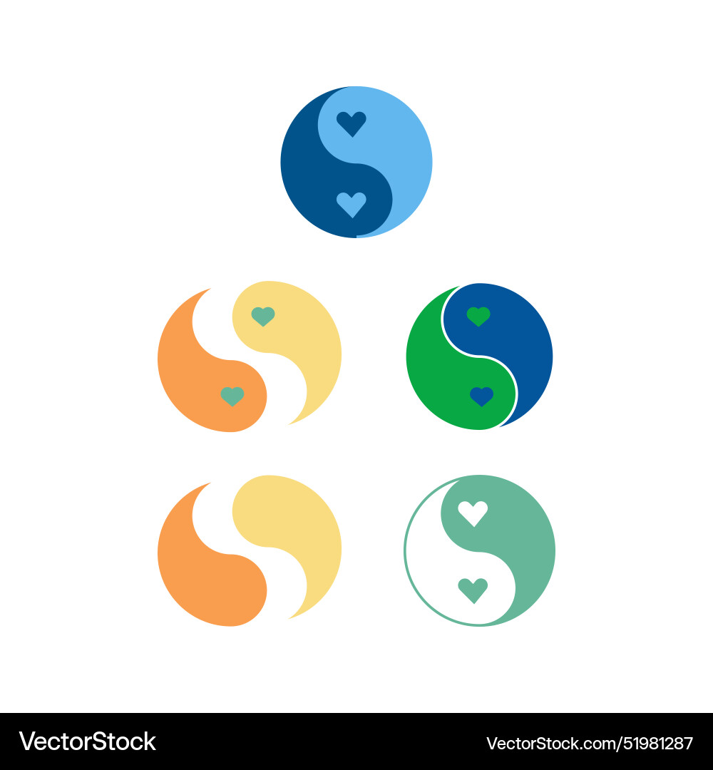 Ying yang icon set in flat style with background Vector Image