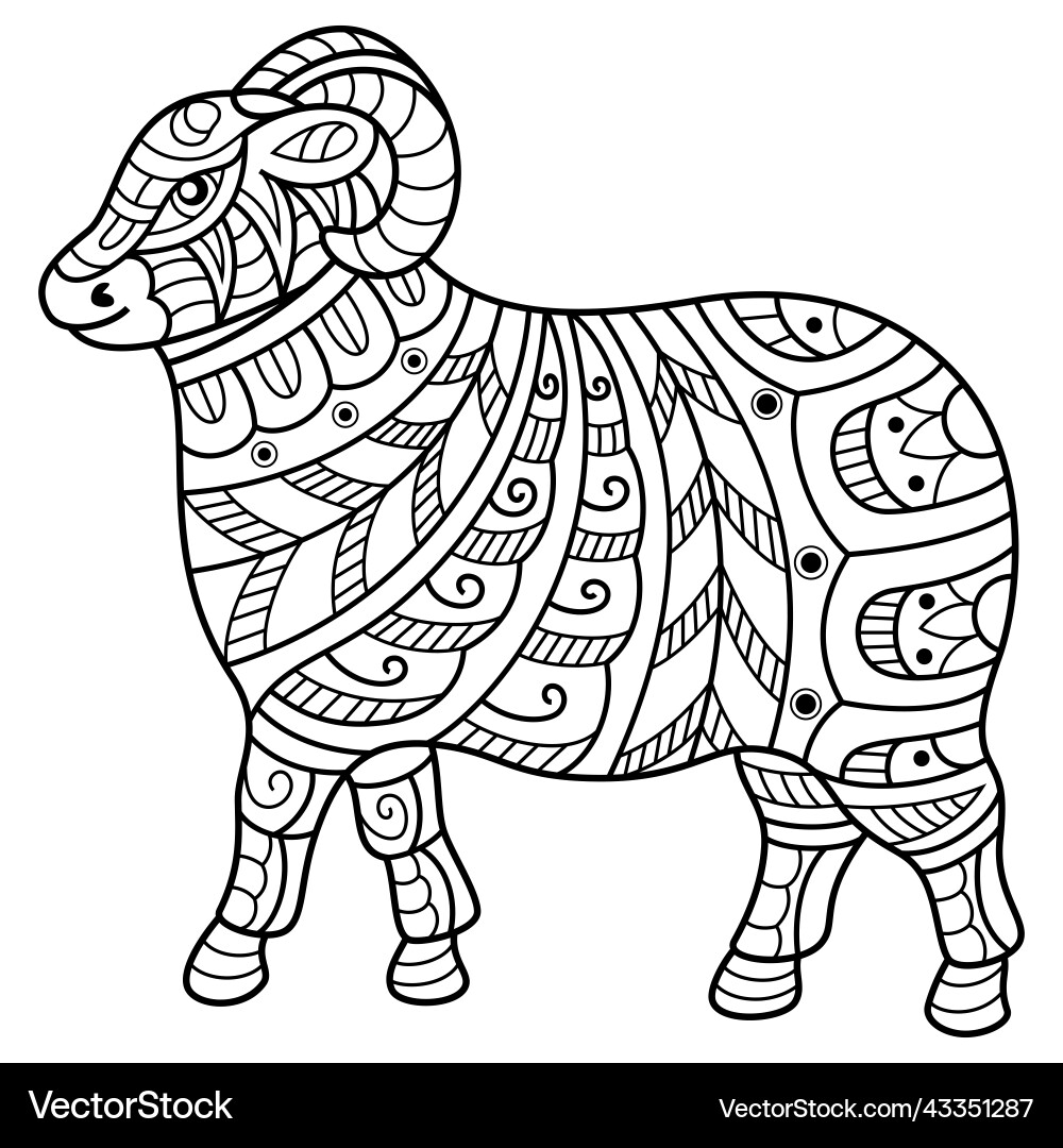 Zentangle Goat Mandala Vector Image