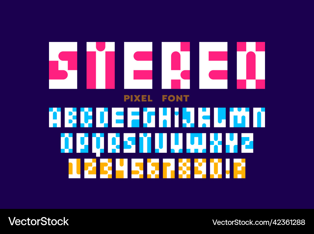 8-bit Pixel Font Alphabet Vector Image