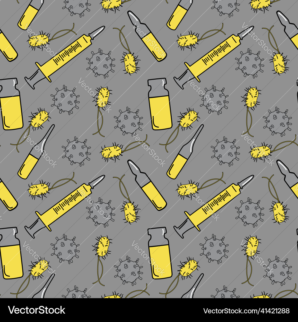 A set of seamless patterns microbe vaccine A set of seamless patterns microbe vaccine Vector Image