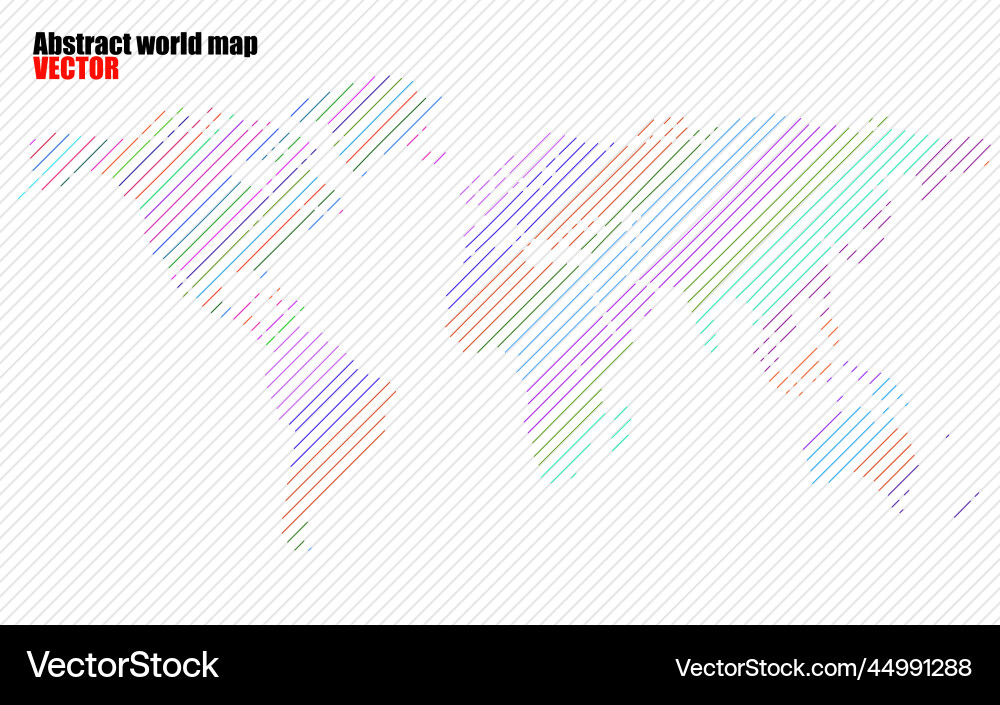 Abstract world map with lines stripes Vector Image