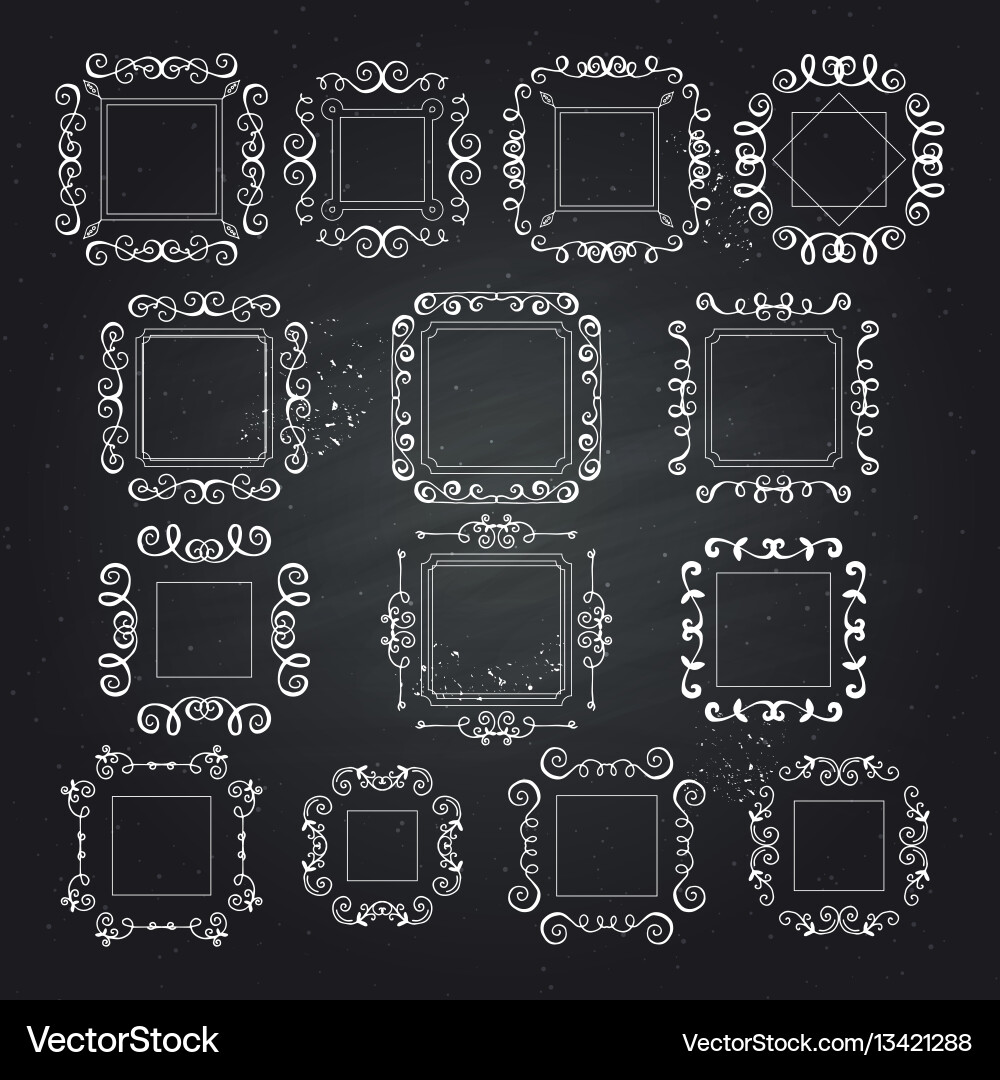 Calligraphic elements vintage set frame Vector Image