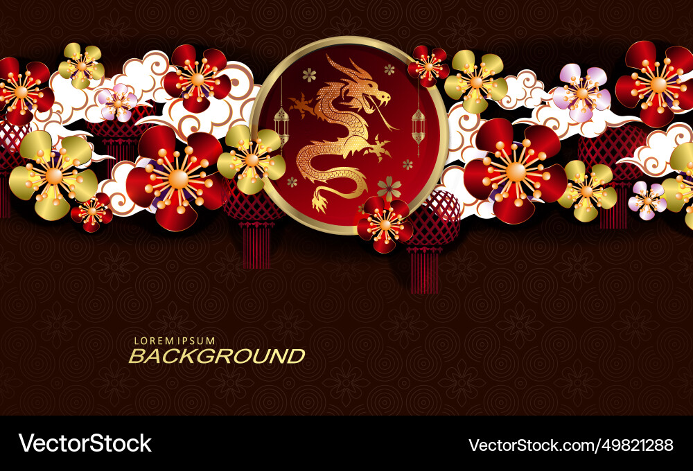 Chinese new year isolated flower garland Chinese new year isolated flower garland vector image