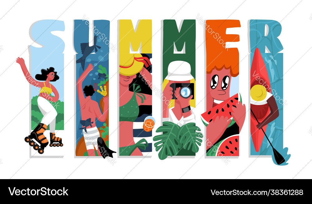 Concept summer with set elements Vector Image