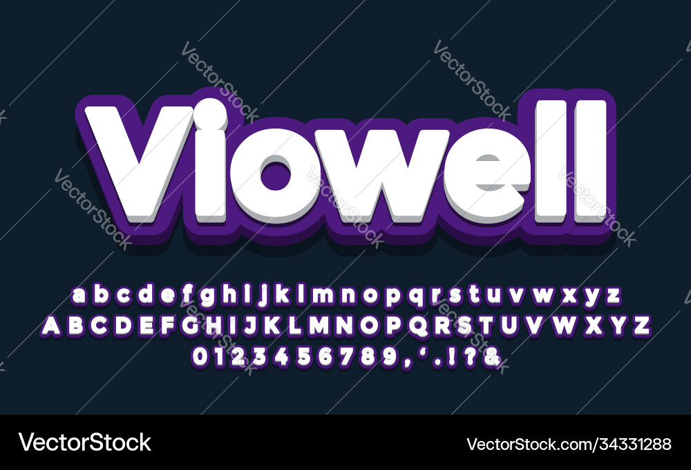 Dark violet with white 3d font effect or text Dark violet with white 3d font effect or text vector image