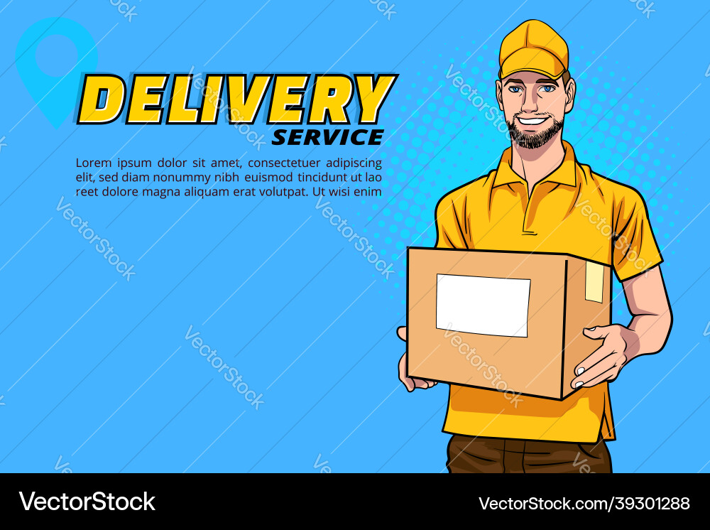 Delivery man employee with a big box Delivery man employee with a big box vector image