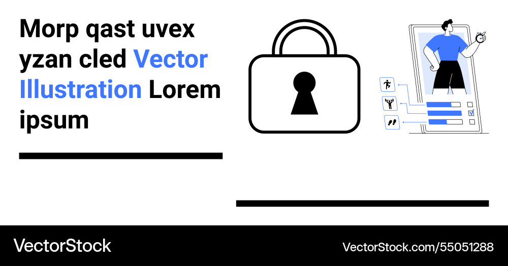 Digital security concept with lock icon and user Digital security concept with lock icon and user vector image