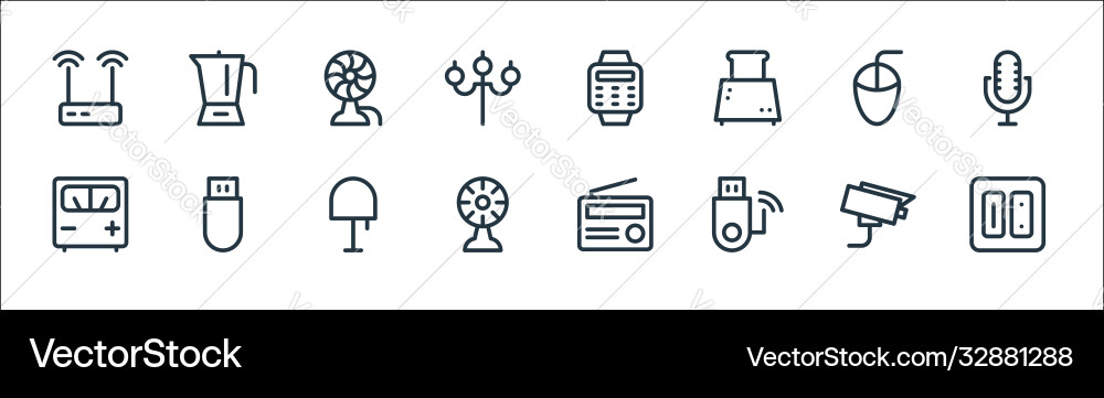 Electronics line icons linear set quality Electronics line icons linear set quality vector image