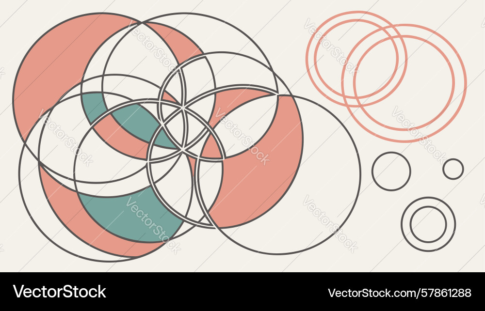 Geometric intersecting circles abstract pattern Vector Image