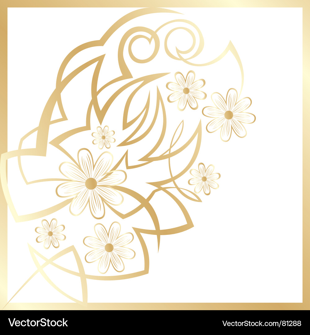 Golden Floral Abstract Background Vector Image