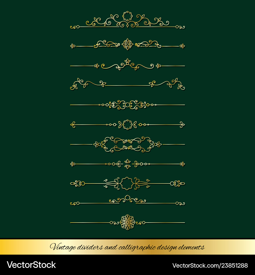 Lixury golden dividers and page decoration set Lixury golden dividers and page decoration set vector image