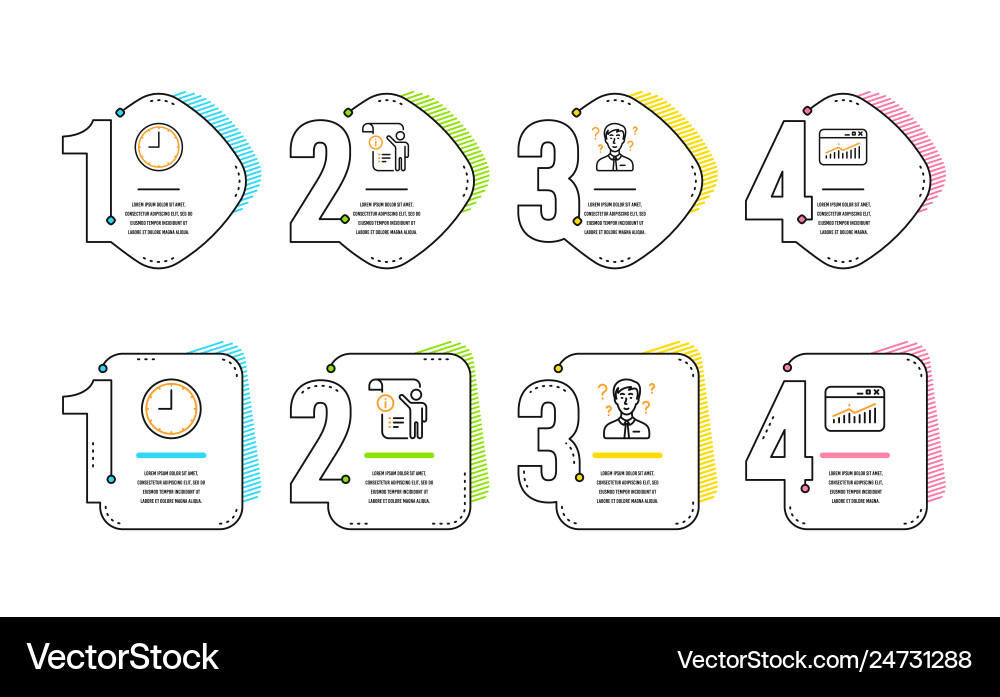 Manual doc support consultant and time icons set Manual doc support consultant and time icons set vector image