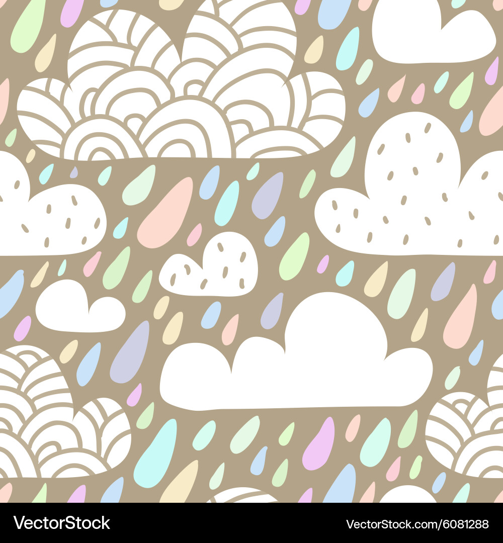 Seamless pattern with clouds and falling raindrops Vector Image