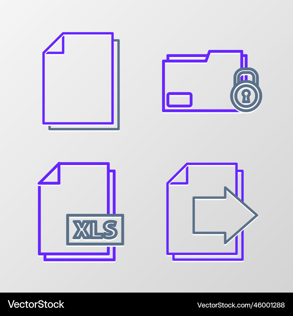 Set line next page arrow xls file document Vector Image