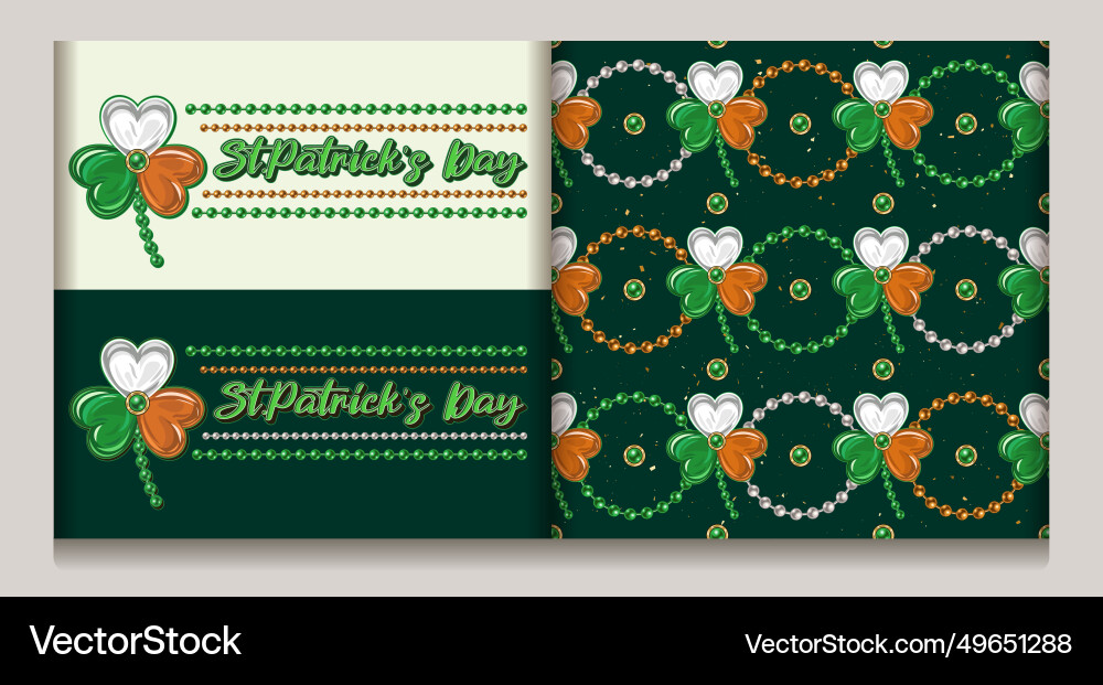 Set of seamless pattern label for st patricks day Vector Image