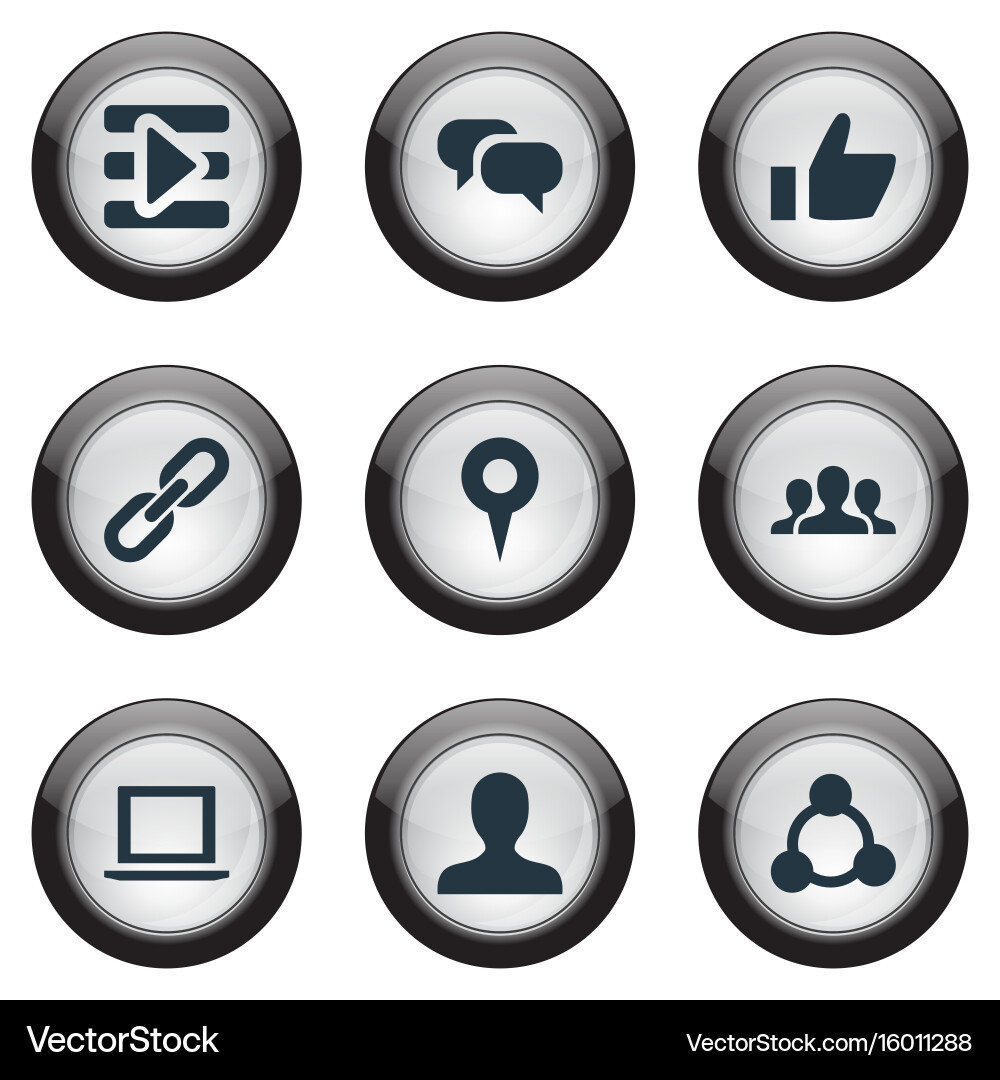 Set of simple social icons elements notebook chain vector image