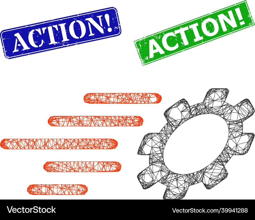 Textured action warn stamps and triangle mesh fast Textured action warn stamps and triangle mesh fast vector image
