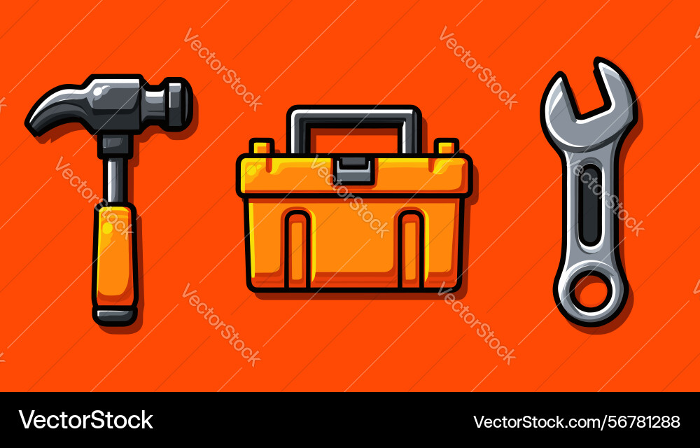 Tools in a toolbox on bright background vector image