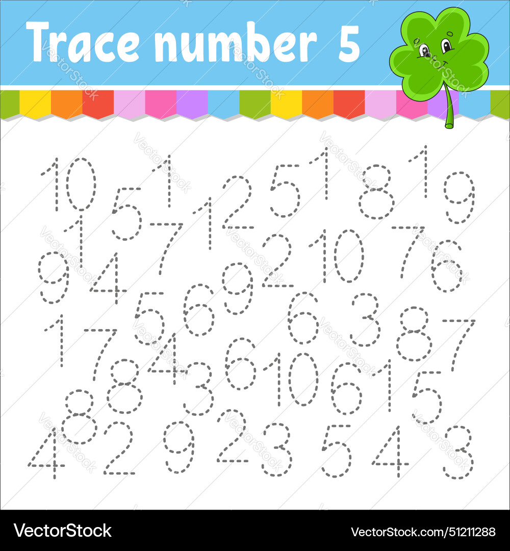 Trace number handwriting practice learning Trace number handwriting practice learning vector image