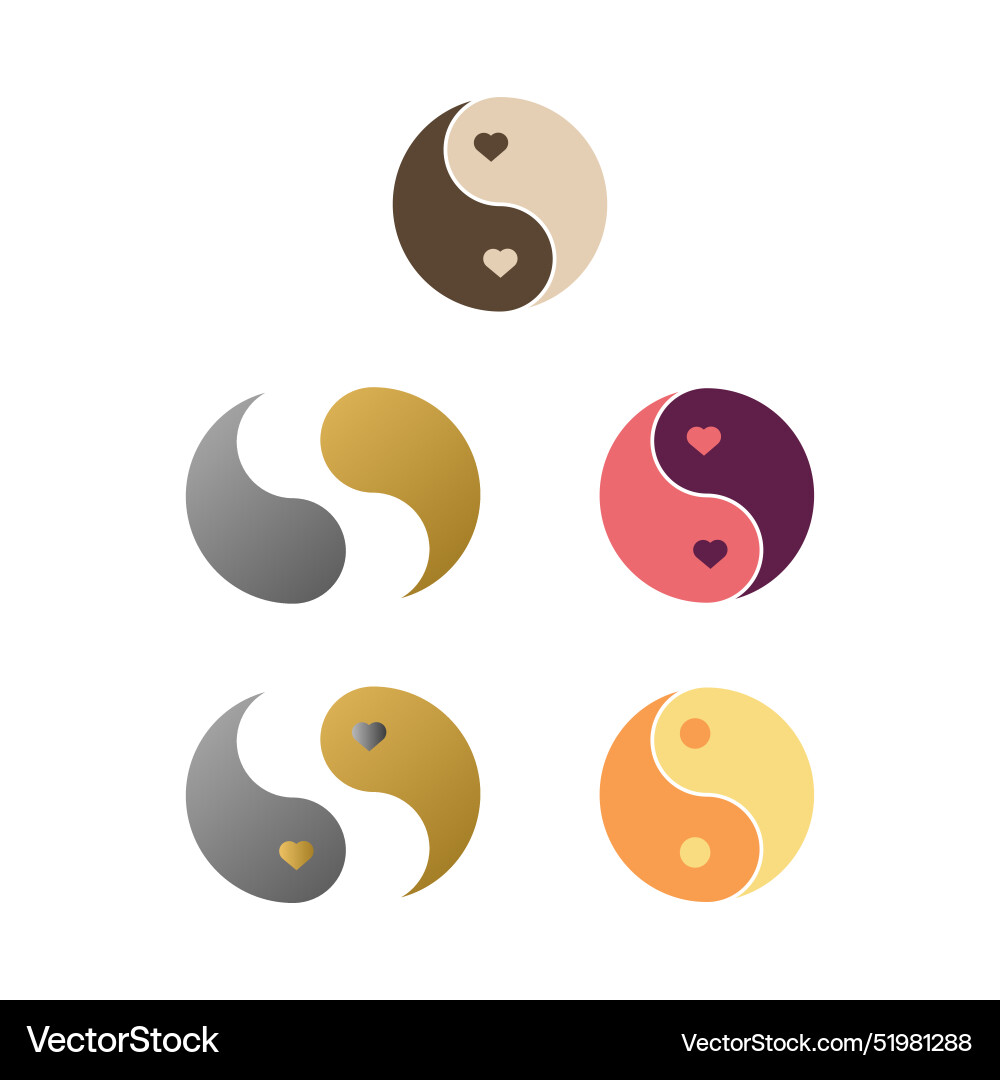 Ying yang icon set in flat style with background Vector Image