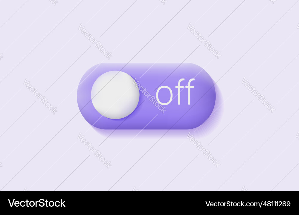 3d off toggle button purple slide bar icon 3d off toggle button purple slide bar icon vector image