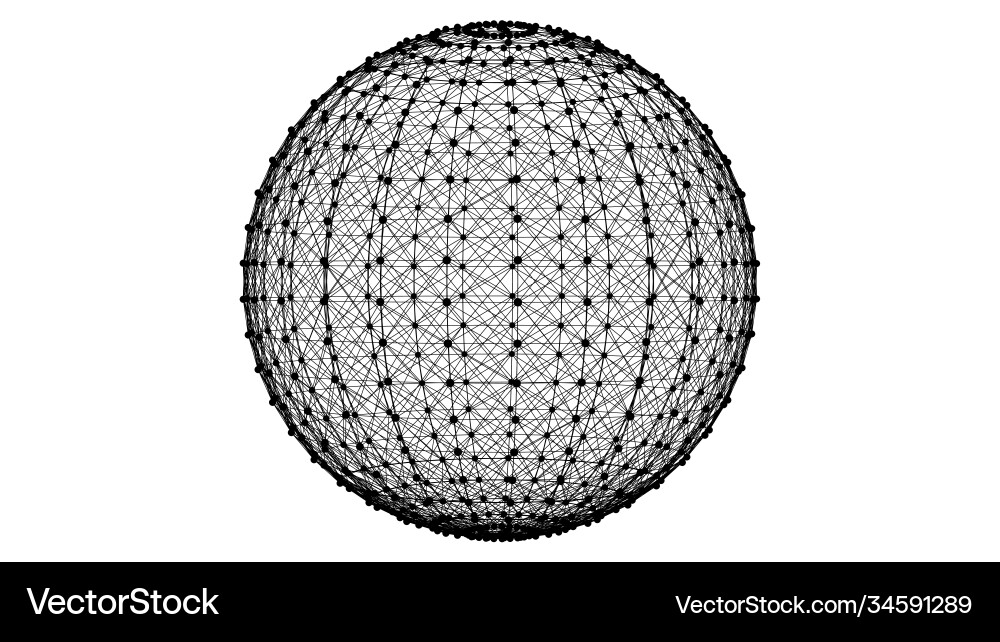3d wireframe sphere with dots and lines 3d wireframe sphere with dots and lines vector image
