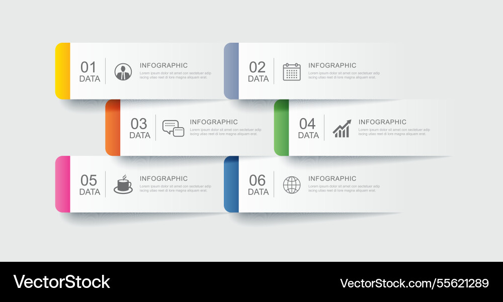 6 data infographics tab paper index template 6 data infographics tab paper index template vector image