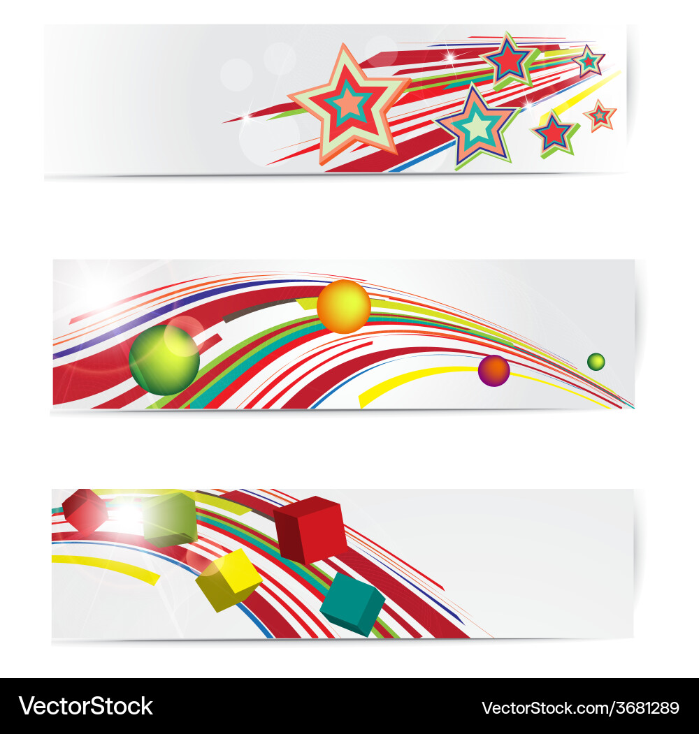 Abstract colorful web banner set vector image