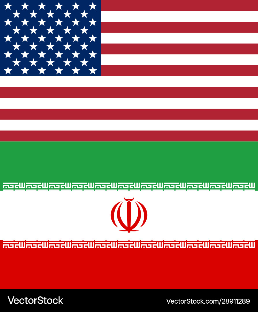 American and Iranian Flags Vector Image