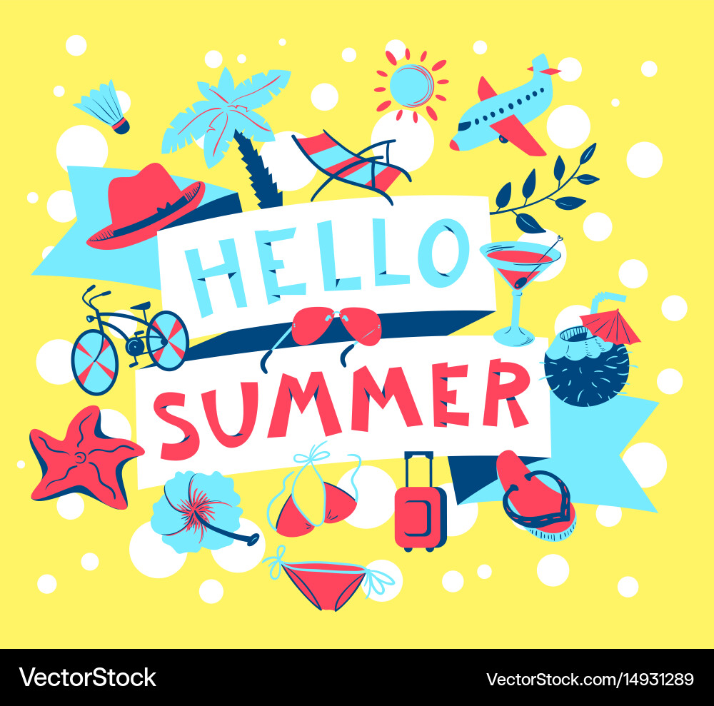 Background with summer and beach objects seamless Vector Image