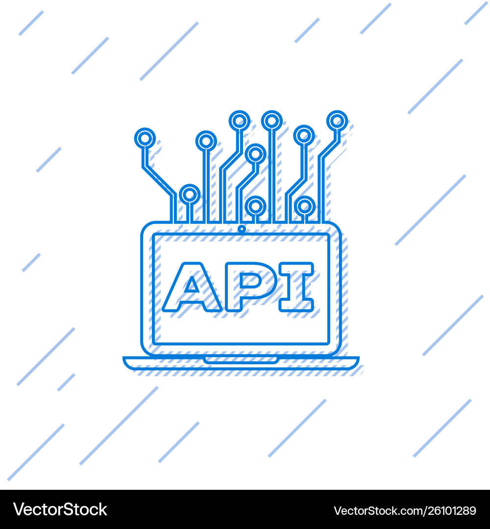 Blue computer api interface line icon isolated Blue computer api interface line icon isolated vector image