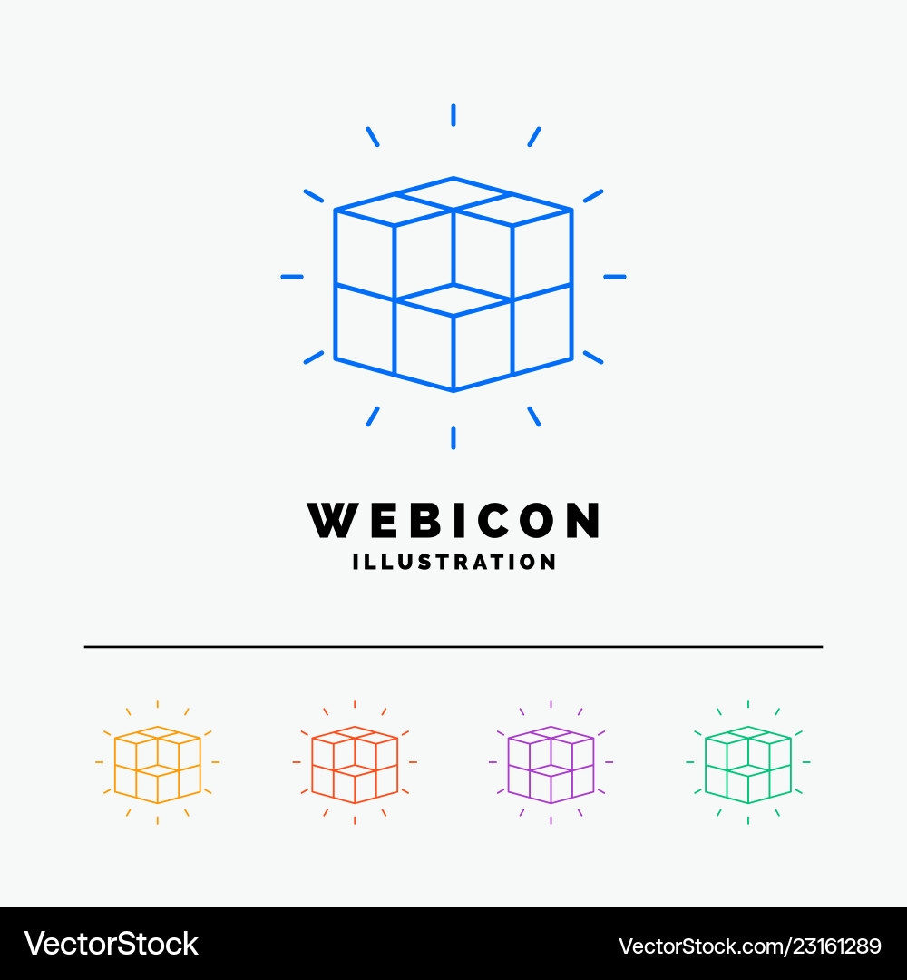 Box labyrinth puzzle solution cube 5 color line Box labyrinth puzzle solution cube 5 color line vector image