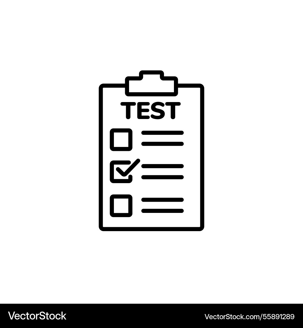 Checklist icon with test label and checkmarks Vector Image