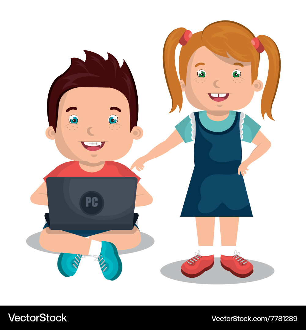 Children using computer design Vector Image