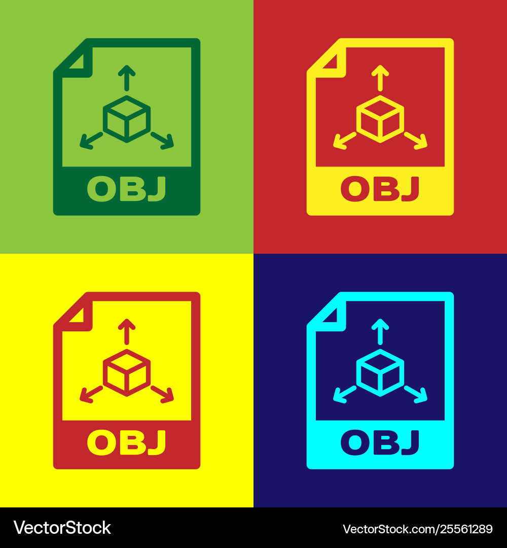 Color obj file document icon download button Color obj file document icon download button vector image