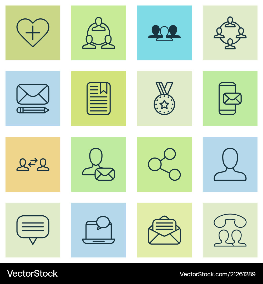 Communication icons set with group member Vector Image
