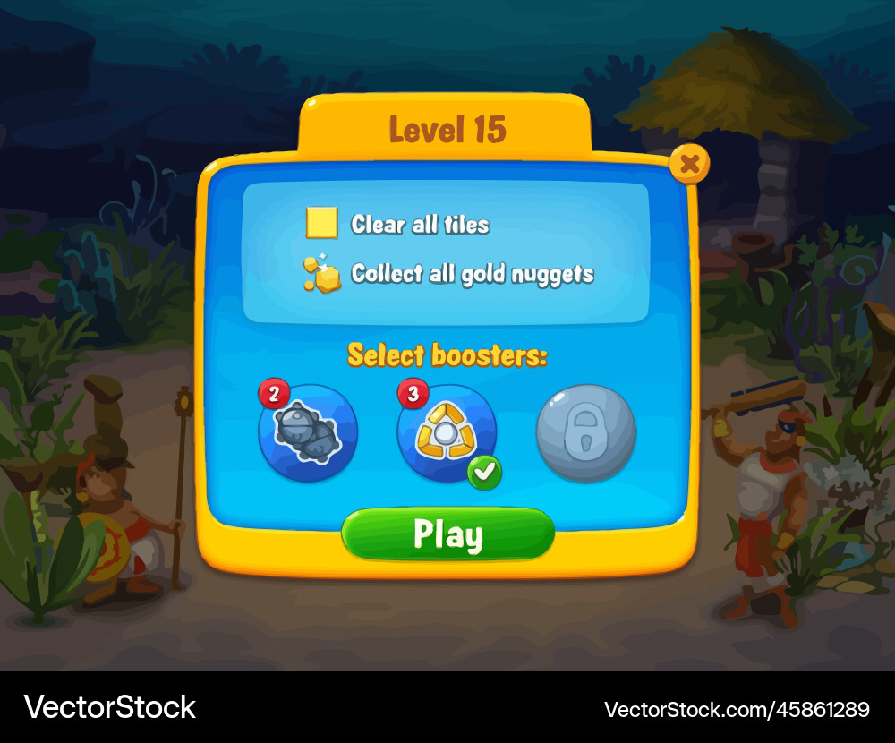 Complete set of level button game ui pop-up icon Vector Image